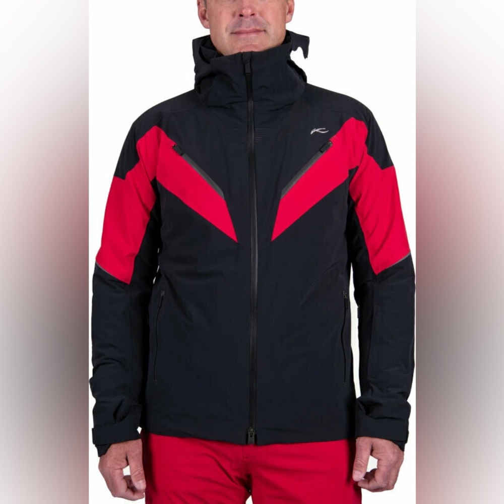 NWTs KJUS Men’s Force Insulated/Stretch Ski Jacket. Black/Carmine. 48 EU / Small